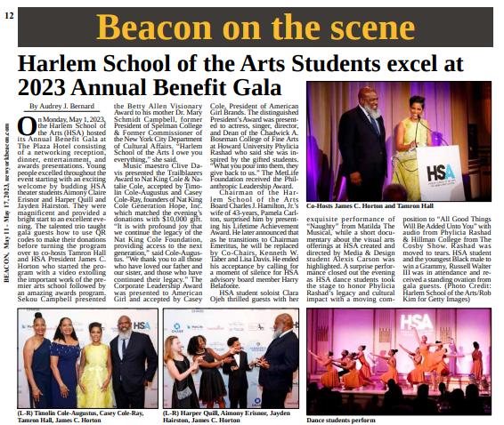 Harlem School of the Arts Students Excel at 2023 Annual Benefit Gala